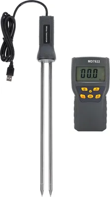 A digital grain moisture meter with two probes and a separate display unit, shown against a white background.