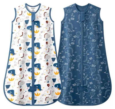 Produktbild von 2er-Pack Schlafanzüge ohne Ärmel für Babys, 0,5 Tog, für 0-6 Monate