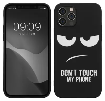 Produktbild von kwmobile Handyhülle für Apple iPhone 12 / iPhone 12 Pro Hülle - flexible TPU Silikon Schutzhülle, Soft Cover Backcover in Don't touch my Phone Weiß