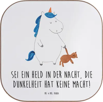 Produktbild von Mr. & Mrs. Panda Tischuntersetzer Angst vor Dunkelheit überwinden - Weiß - Geschenk, Sei ein Held in der Nacht, Selbstvertrauen stärken, inspirierende Zitate, Licht