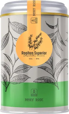 Zdjęcie produktu dla Mary Rose – herbata rooibos Superior w puszce 50 g – w 100% naturalna, bezkofeinowa, słodzona miodem – idealna na każdą porę dnia – z Republiki Południowej Afryki