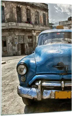 Produktbild von Bilder auf glas - Einteilig - Auto Retro Kuba Havanna - 70x100cm - Glasbilder - Wandbilder - Bilder - zum Aufhängen bereit - Wanddekoration aus Glas - Glas Bilder - Wandbild auf Glas - GPA70x100-2461