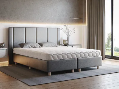 Produktbild von Polsterbett ALMA inkl. Taschenfederkernmatratze Salsa, 200 x 200 cm, Doppelbett mit Bettkasten und Lattenrost aus Holz, Velourstoff:  Schwarz