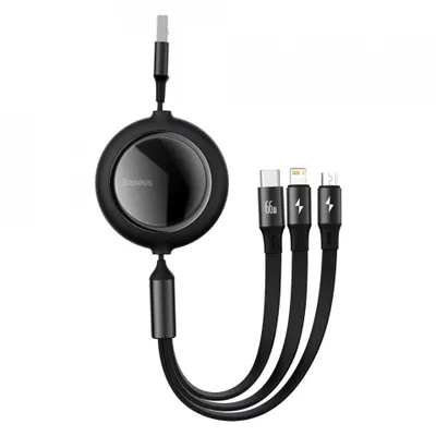 Produktbild von 3-in-1 Kabel mit USB-C, Micro-USB und Lightning Anschlüssen, Baseus - Schwarz