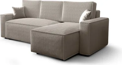 Produktbild von Ecksofa AMRO Schlafsofa mit Bettkasten CORD Stoff (Beige)
