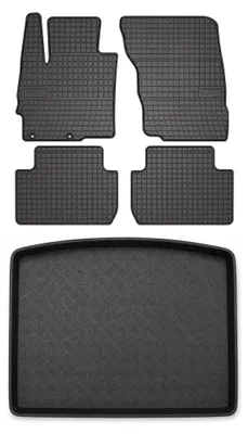 Produktbild von Gummimatten + Kofferraumwanne für Mitsubishi Eclipse Cross 2017- (Standard-Kofferraum) – Schwarz, passgenau – Wielganizator SolidPRO