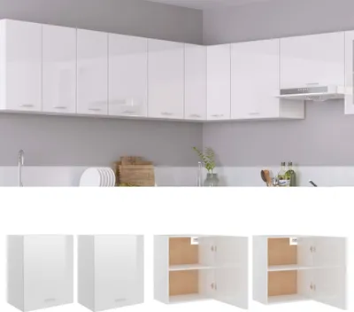 Produktbild von vidaXL Nástenné skrinky 2 ks. Lyon vysokolesklá biela 50x31x60 cm Materiál na báze dreva