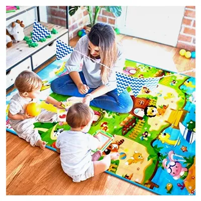 Produktbild von Baby Spielmatte - Faltbare, wasserdichte Spielmatte für Kleinkinder mit Bauernhoftieren, 180 x 120 cm