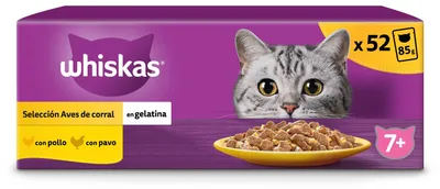 Produktbild von Whiskas Nassfutter in Gelee für Katzen, Vogelauswahl, 13 x 4 Beutel x 85 g