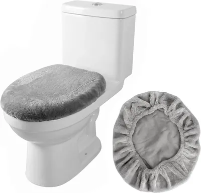 Imagen del producto de Funda para el asiento del inodoro, color gris, de terciopelo, 42 x 34 cm, lavable, para el baño