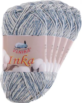 5 x 100g Inka mehrfarbig Farbverlaufgarn Baumwollmischgarn 43 creme-blau