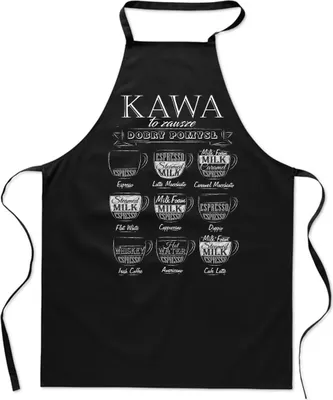 Obrázek produktu pro Černá bavlněná zástěra s potiskem „Coffee Is A Good Idea“ pro baristy a kuchaře