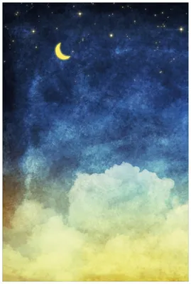 Produktbild von Wallario Wandbild aus Acryl, 90 x 60 cm, freischwebende Optik - Wolkenhimmel mit Mond und Sternen