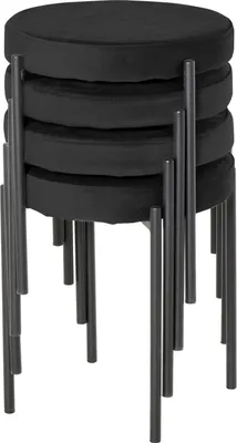 Produktbild von Esszimmerhocker 4Er-Set Stapelbare Thekenhocker Mit Gepolstertem Sitz, Samtbezug, Schwarz, 41,5X41,5X46Cm
