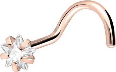 Produktbild von Nasenpiercing, Nasenstecker Titan Nasenstecker Spirale EINGEFASSTER KRISTALLSTERN