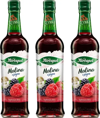 Produktbild von Herbapol Himbeere Brombeere Sirup 3x 420ml - Getränkesirup für Wasser Vitamin C