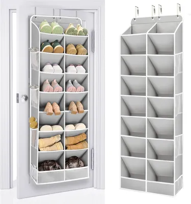 Produktbild von Schuhorganizer für Tür, hängendes Schuhregal 164,5 x 42,4 x 22,9 cm, 8 Fächer, grau