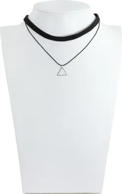 Produktbild von Oblique Unique Damen Hals Kette Halsband Punk Collier Choker schwarz silber - Dreieck Anhänger