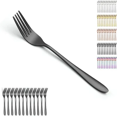 Productafbeelding van Set van 12 tafelvorken, 20,5 cm, roestvrij staal, zwart