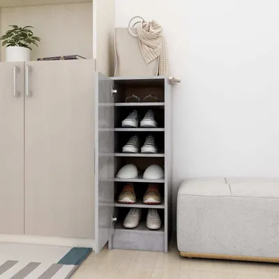 Produktbild von vidaXL Schuhschrank Betongrau 32x35x92 cm Holzwerkstoff - Wand-Schuhschrank - Wand-Schuhschränke - Schuhschrank - Schuhschränke