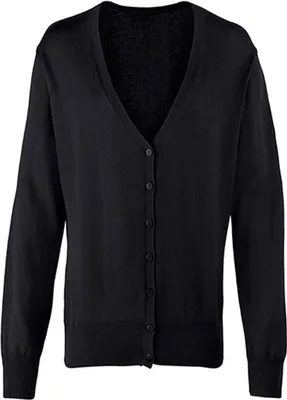 Produktbild von Premier Workwear PR697 | Damen Button Through Knitted Cardigan + - Farbe: Black - Größe: XL (16)