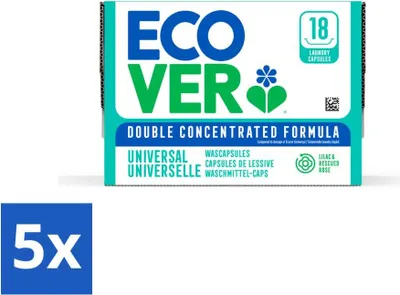 Produktbild von Ecover - Waschkapseln - Universal - Flieder & Gerettete Rose - 18 Kapseln - Vorteilspack - 5 Stücke