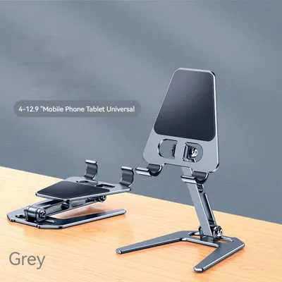 Produktbild von Metall Tablet Stand Handy Halter Falthalterung Ergonomische Winkel einstellbare rutschfeste Schreibtisch grau