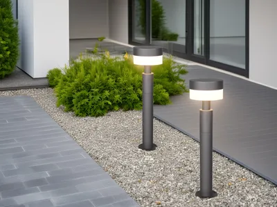 Produktbild von 2er Set LED Wegeleuchten Wegbeleuchtung Gartenlampen Aluminium Anthrazit, H:50cm