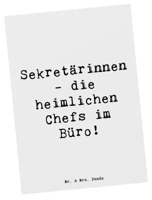 Produktbild von Mr. & Mrs. Panda Postkarte Spruch Sekretärin Chefin - Weiß - Geschenk, Ansichtskarte, Berufsalltag, Arbeitsatmosphäre, Geschenke für Berufstätige, Beruf, Korrespondenz