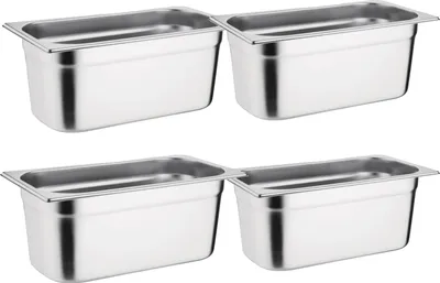 Produktbild von Vogue GN-Behälter GN1/3 - 10cm - 4 Behälter - Edelstahl