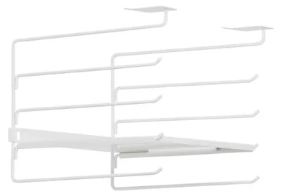 Becherhalter mit Ablage und Haken, Metall, Weiß, 22,5x30x26 cm