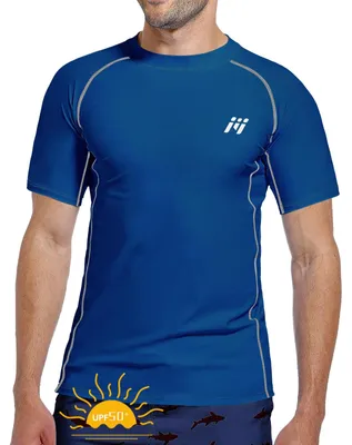 Productafbeelding van MEETWEE Heren rash guard, beschermende bodywarmer voor heren, met lange of korte mouwen, UV-bescherming, T-shirt/top