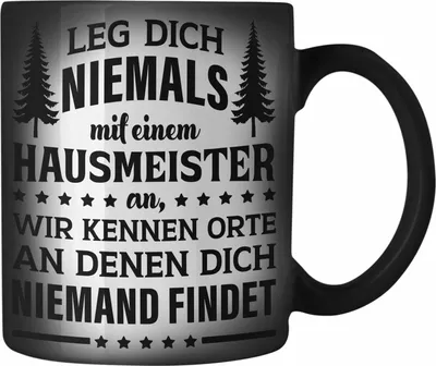 Produktbild von Trendation - Hausmeister Farbwechsel Zauber-Tasse Lustige Sprüche Geschenke Lustig Spruch Haustechniker (Schwarz)
