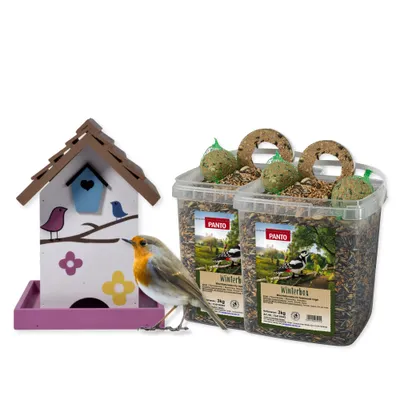 Produktbild von PANTO Vogelliebe-Set – Vogelhaus & Wildvogelfutter im Set