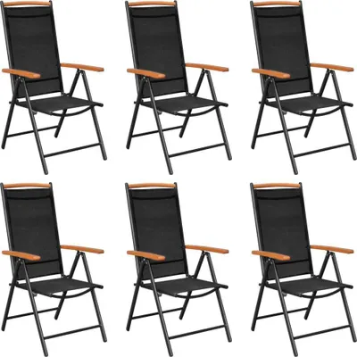 Image de Chaises de jardin pliables lot de 6 Textilène Noir