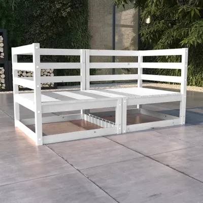 Produktbild von The Living Store Gartensofa 2-Sitzer Weiß Massivholz Kiefer