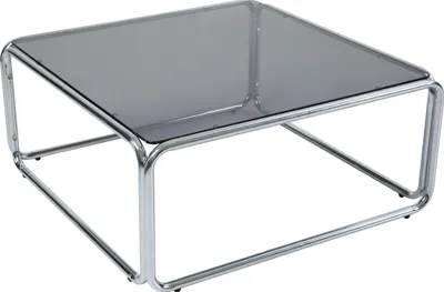 Produktbild von Quadratischer Couchtisch (L 90 cm) aus Metall und schwarzem Glas - Oviala Lewis