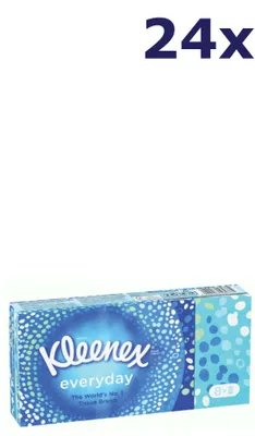 Produktbild von 24 Packungen Kleenex Everyday Taschentücher, je 8 x 9 Stück, 3-lagig