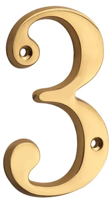 Produktbild von Hausnummer Messing modern abgerundet, 10 cm, für die Hausadresse