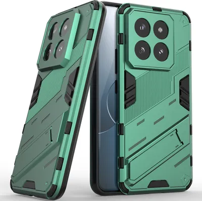 Produktbild von Armor Hülle für Xiaomi 14 Pro, Hybrid PC TPU Bumper Stoßfestes Schutzhülle mit Standfunktion Grün