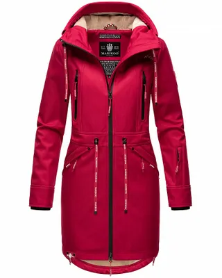Produktbild von Marikoo Racquellee Wasserdichte Damen Softshell Outdoor Übergangsacke mit Kapuze Regenmantel Fuchsia Gr. 40 - L