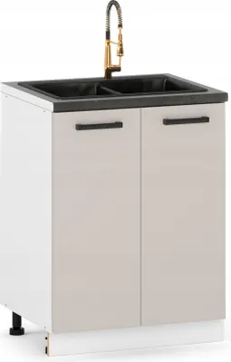 Produktbild von ULWEHOME 60 cm breiter freistehender Unterschrank für die Küche mit 2 Fronten unter der Spüle, Farbe: Kaschmir | Küchenmöbel der Serie EKO