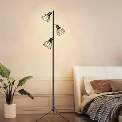 Produktbild von Dehobo Industrial Stehlampe Wohnzimmer Stativ Stehlampe Vintage Retro Wohnzimmerlampe Moderne LED E27 Fußsteuerung Leselicht Schwarze Einstellbare Stehleselampe Wohnzimmer für Schlafzimmer Ecke