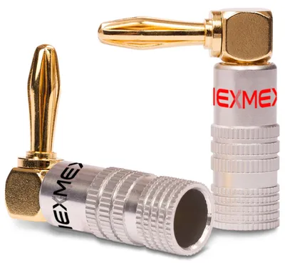 Produktbild von Bananenstecker 90° gewinkelt vergoldet 2x Stecker NEXMEX Winkel Steckverbinder