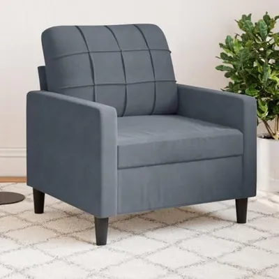 Immagine prodotto di Poltrona grigio scuro in velluto, 60 cm