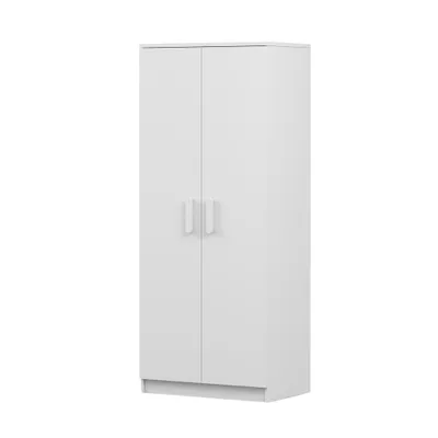 Produktbild von Drehtürenschrank JONAS 06 – Kinderkleiderschrank 80 cm Weiß/Weiß mit weissen Griffen