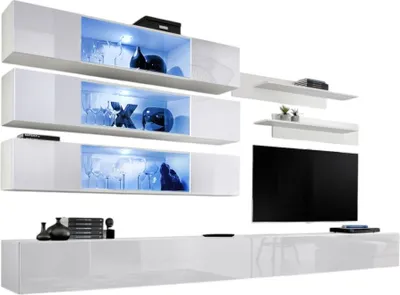 Productafbeelding van Hangend meubelset met LED-verlichting uit de FLY J3-collectie. Kleur wit.