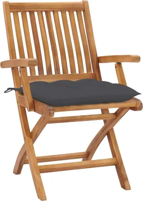 Produktbild von vidaXL Klappbare Gartenstühle mit Kissen 4 Stk. Massivholz Teak