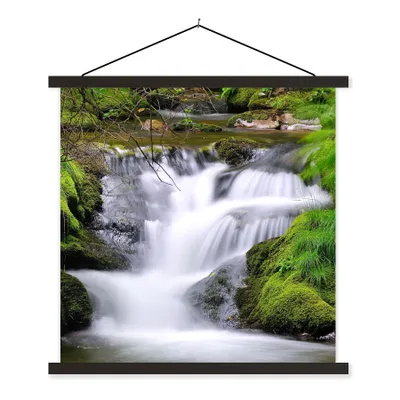 Produktbild von MuchoWow® Textilposter Wasser - Natur - Wasserfall 60x60 cm mit schwarzem Rahmen - Posteraufhänger