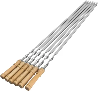 Produktbild von Grillspieße mit Holzgriff Grillspieße lang Edelstahl 55cm Schaschlikspieße Lange Spieße für Fleisch Gemüse BBQ Grillen Grillzubehör aus Edelstah 55cm